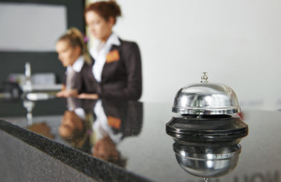 Modern luxury hotel reception counter desk with bell Modern luxury hotel reception counter desk with bell